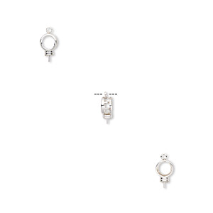 Drop, Bezelite, sterling silver, 7mm round with open back and 2.5mm peg with 6mm 4-prong round setting. Sold individually.