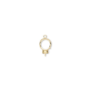 Drop, Bezelite, 14Kt gold-filled, 9mm round with open back and 2.5mm peg with 8mm 4-prong round setting. Sold individually.