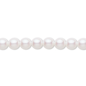 STRAND OF CLEAR WHITE OPAQUE IRIDESCENT GLASS BEADS