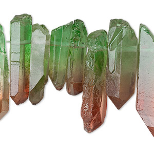 14x24mm Faceted Shiny red green Crystal Quartz Axe Beads 10pcs