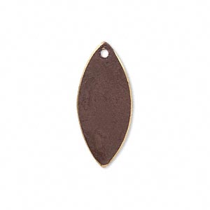 Drop, brass, earth tone brown patina, Pantone&reg; color 19-1321, 26x11mm double-sided marquise. Sold per pkg of 6.