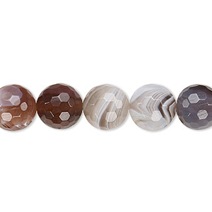 Bead, Botswana agate (natural), 10mm faceted round, B grade, Mohs hardness 6-1/2 to 7. Sold per 15-1/2&quot; to 16&quot; strand.