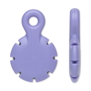 Thread cutter, plastic, purple, 48x32mm round with loop and carbon steel blade. Sold individually.