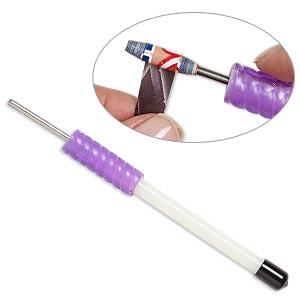 Paper Bead Roller, galvanized steel / nylon / vinyl, white and black, 6  inches with a 1-1/4 inch tip, instructions included. Sold individually. -  Fire Mountain Gems and Beads