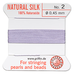 Thread, silk, lilac, size #2. Sold per 2-yard card.