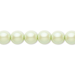 Czech Round Glass Imitation Pearls Light Green Olivine Pearl color