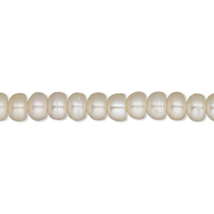 Pearl, cultured freshwater, peach, 5mm button, C grade. Sold per 16-inch strand.