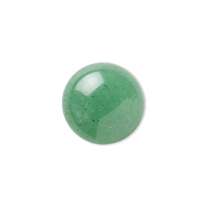Cabochon, green aventurine (natural), light to medium, 12mm calibrated round, B grade, Mohs hardness 7. Sold per pkg of 4.