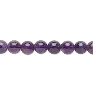 Bead, amethyst (natural), 6mm round, C grade, Mohs hardness 7. Sold per 15-1/2&quot; to 16&quot; strand.