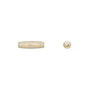 Bead, antiqued domestic water buffalo bone (dyed), white, 12x3mm-14x5mm hand-cut hairpipe, Mohs hardness 2-1/2. Sold per pkg of 32.