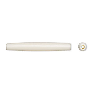 Bead, domestic water buffalo bone (bleached), white, 37x3mm-39x5mm hand-cut hairpipe, Mohs hardness 2-1/2. Sold per pkg of 12.