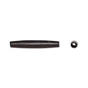 Bead, domestic water buffalo bone (dyed), black, 24x3mm-26x5mm hand-cut hairpipe, Mohs hardness 2-1/2. Sold per pkg of 20.