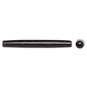 Bead, domestic water buffalo bone (dyed), black, 37x3mm-39x5mm hand-cut hairpipe, Mohs hardness 2-1/2. Sold per pkg of 12.