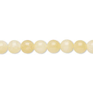 Bead, yellow calcite (coated), 6mm round, B grade, Mohs hardness 3. Sold per 15-1/2&quot; to 16&quot; strand.