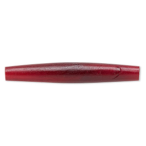 Bead, horn (dyed), red, 50x6mm-50x8mm hand-cut hairpipe, Mohs hardness 2-1/2. Sold per pkg of 24.