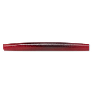 Bead, horn (dyed), red, 76x6mm-76x8mm hand-cut hairpipe, Mohs hardness 2-1/2. Sold per pkg of 12.