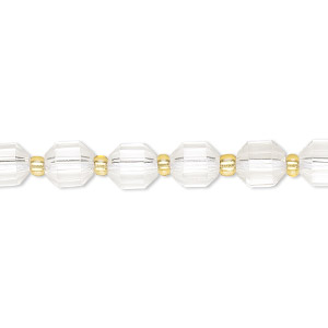 Bead, quartz crystal (natural), 6mm faceted drum, B grade, Mohs hardness 7. Sold per 8-inch strand, approximately 20 beads.