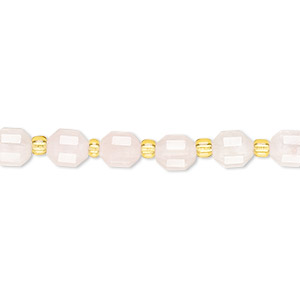 Bead, rose quartz (dyed), 6mm faceted drum, B grade, Mohs hardness 7. Sold per 8-inch strand, approximately 20 beads.