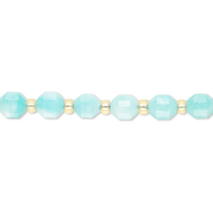 Bead, amazonite (natural), 6mm faceted drum, B grade, Mohs hardness 7. Sold per 8-inch strand, approximately 20 beads.