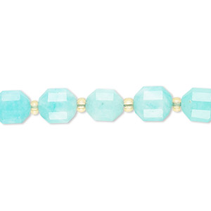 Bead, amazonite (natural), 8mm faceted drum, B grade, Mohs hardness 7. Sold per 8-inch strand, approximately 20 beads.