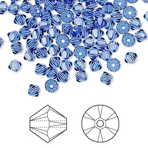 Bead, Crystal Passions&reg;, sapphire, 4mm bicone (5328). Sold per pkg of 48.