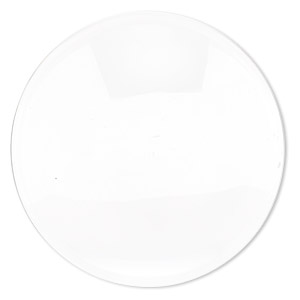 Cabochon, glass, transparent clear, 35mm non-calibrated round. Sold per pkg of 4.