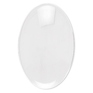 Cabochon, glass, transparent clear, 30x20mm non-calibrated oval. Sold per pkg of 10.