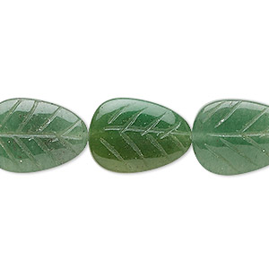 Bead, green aventurine (natural), light to medium, 18x13mm-20x15mm carved leaf, B grade, Mohs hardness 7. Sold per 15-1/2&quot; to 16&quot; strand.