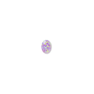 Cabochon, &quot;opal&quot; (silica and epoxy) (man-made), lavender, 7x5mm calibrated oval. Sold per pkg of 2.