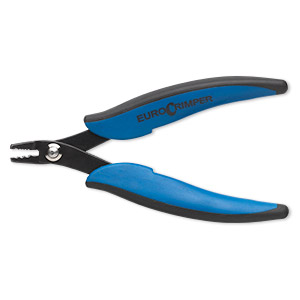 Pliers, Dual EuroCrimper&#153;, BEADSmart&#153; by EUROTOOL&reg;, crimping, steel and acrylic, black and blue, 5-3/4 inch with two folding cavities. Sold individually.