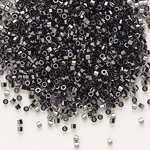 Seed bead, Delica&reg;, glass, opaque gunmetal, (DBC-0001), #11 cut. Sold per 7.5-gram pkg.