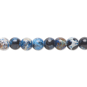 Bead, fire crackle agate (dyed / heated), 5.5-6mm round, B grade, Mohs hardness 6-1/2 to 7. Sold per 16-inch strand.