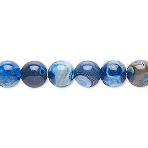 Bead, fire crackle agate (dyed / heated), 7.5-8mm round, B grade, Mohs hardness 6-1/2 to 7. Sold per 16-inch strand.
