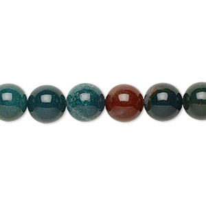 Bead, Indian bloodstone (natural), 8mm round, B grade, Mohs hardness 6-1/2 to 7. Sold per 15-1/2&quot; to 16&quot; strand.