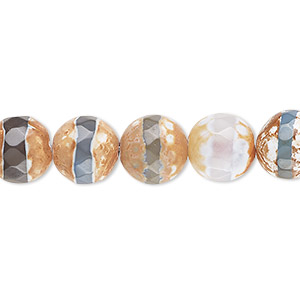 Bead, blue-brown agate (dyed / heated), 9.5-10mm faceted round, B grade, Mohs hardness 6-1/2 to 7. Sold per 16-inch strand.