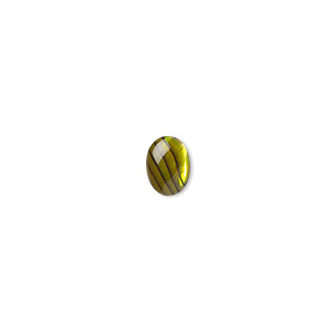Cabochon, paua shell (dyed / coated), gold, 8x6mm calibrated oval, Mohs hardness 3-1/2. Sold per pkg of 10.