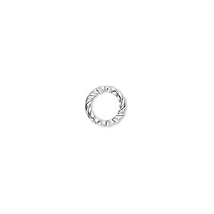 Jump ring, silver-plated brass, 8mm twisted round, 5.8mm inside diameter, 16 gauge. Sold per pkg of 100.
