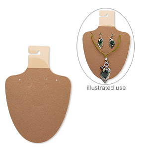 Necklace / earring card, flocked plastic, camel, 9-1/2 x 6-1/2 inches. Sold  per pkg of 2. - Fire Mountain Gems and Beads