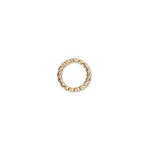 Jump ring, gold-plated brass, 10mm twisted round, 8mm inside diameter, 16 gauge. Sold per pkg of 100.