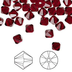 Bead, Crystal Passions&reg;, Siam, 6mm bicone (5328). Sold per pkg of 24.
