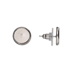 Earring Settings Stainless Steel Silver Colored