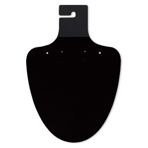 Necklace / earring card, flocked plastic, black, 9-1/2 x 6-1/2 inches. Sold per pkg of 10.