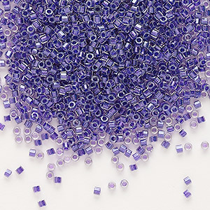 Seed bead, Delica&reg;, glass, translucent purple-lined luster crystal clear, (DBC0906), #11 cut. Sold per 7.5-gram pkg.