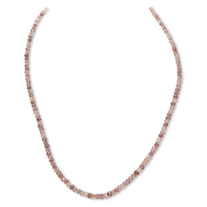 Bead, strawberry quartz (natural), 4x3-5x3mm hand-cut faceted rondelle, B grade, Mohs hardness 7. Sold per 16-inch strand.
