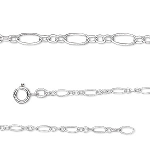 Chain, sterling silver, 2.5mm fine Figaro, 18 inches with springring clasp. Sold individually.