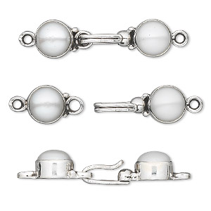Hook and Eye Freshwater Pearl Silver Colored