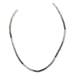 Bead, emerald (oiled), shaded light to dark, 4x3mm hand-cut faceted rondelle, C grade, Mohs hardness 7-1/2 to 8. Sold per 16-inch strand.