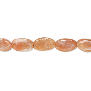 Bead, sunstone (natural), 9x7mm-14x9mm hand-cut puffed oval, C- grade, Mohs hardness 6 to 6-1/2. Sold per 14-inch strand.