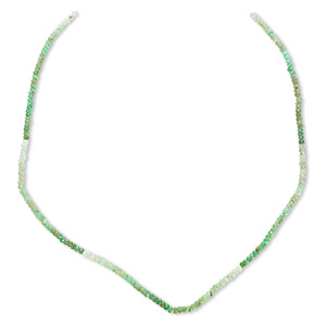 Bead, chrysoprase (natural), shaded light to dark, 3x2mm hand-cut faceted rondelle, B- grade, Mohs hardness 6-1/2 to 7. Sold per 16-inch strand.