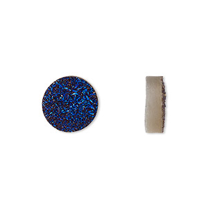 Cabochon, electroplated druzy agate (coated), cobalt, 10mm non-calibrated round. Sold per pkg of 2.